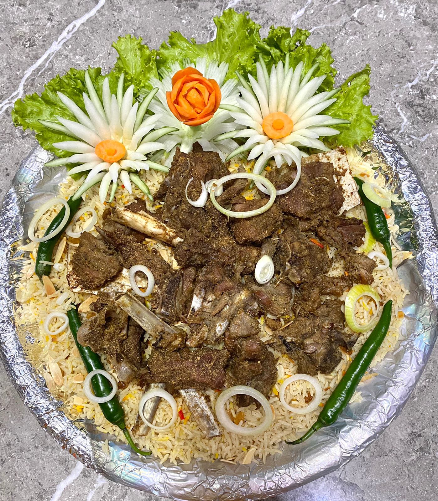 Nasi Mandi Beras Arab Lauk Kambing (Porsi Besar Nampan cukup utk 6-7 orng)