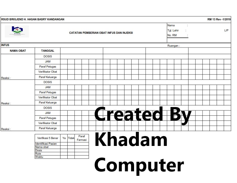 RM 13 (FORMULIR REKAM MEDIS RSUD BRIGJEND HASAN BASRY KANDANGAN)