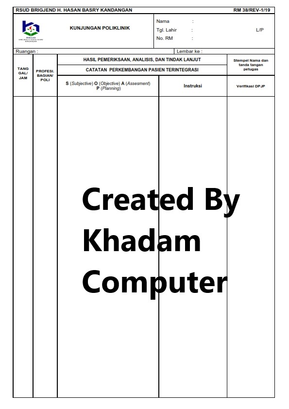 RM 38 Bolak Balik (FORMULIR REKAM MEDIS RSUD BRIGJEND HASAN BASRY KANDANGAN)