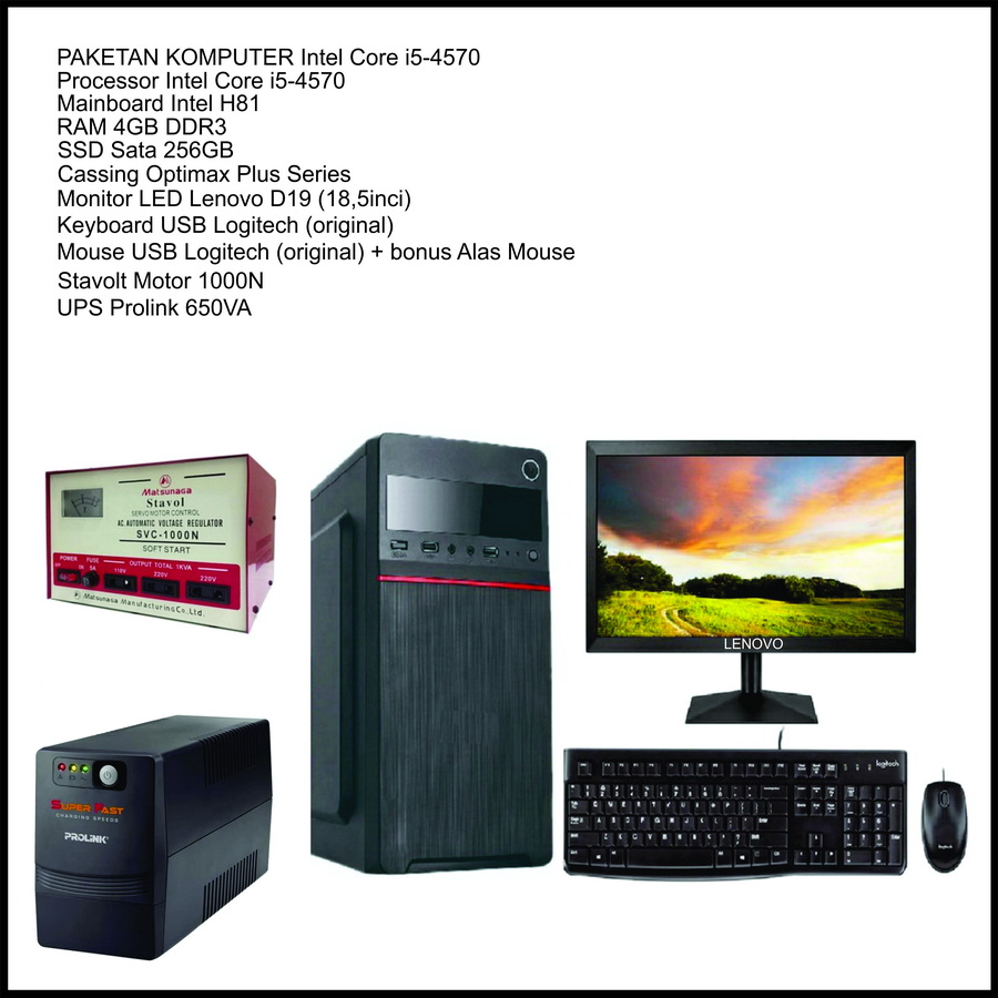 PAKETAN KOMPUTER CORE i5-4570+Stavolt Motor 1000N+UPS Prolink 650VA