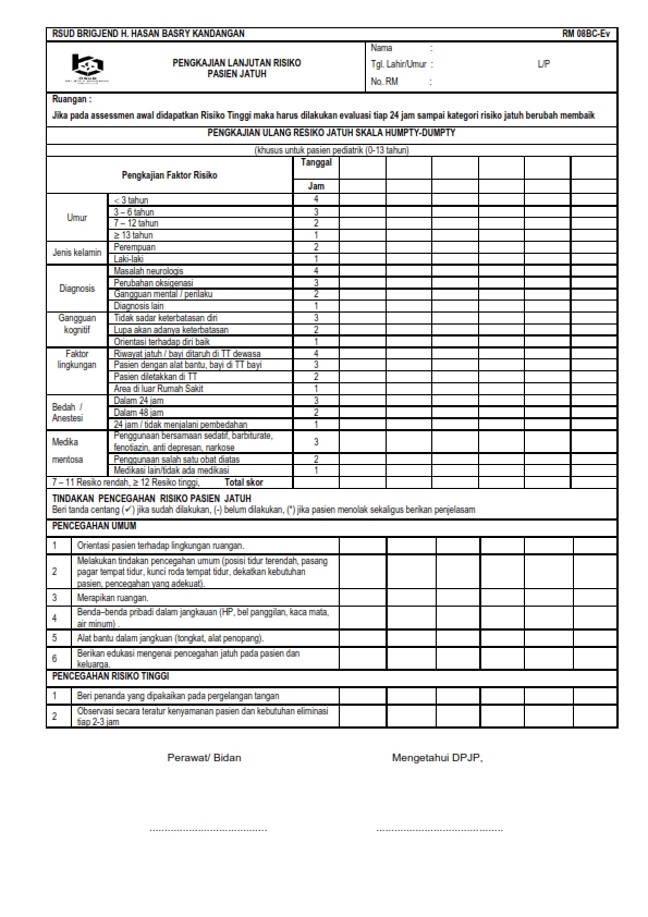 FORMULIR REKAM MEDIS RSUD BRIGJEND HASAN BASRY KANDANGAN