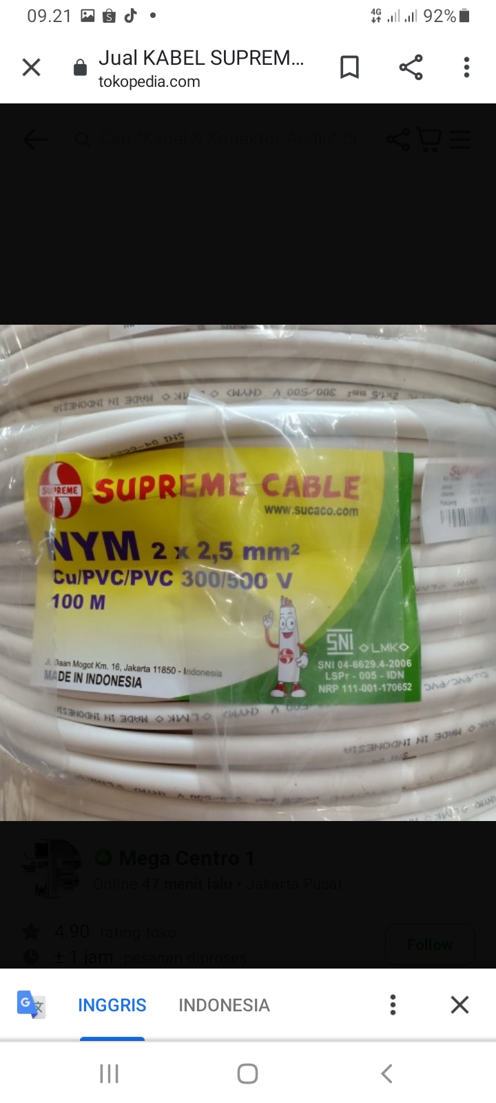 Kabel eterna 2x2,5mm-100m