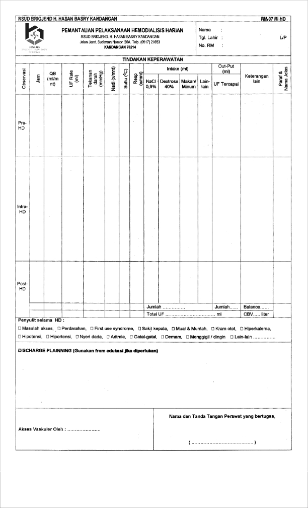 ( HD ) Lembar Pemantauan HD