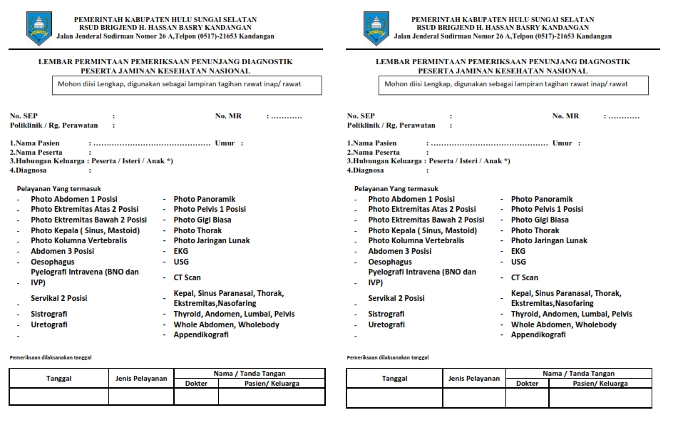 Lembar Pemeriksaan Penunjang F4