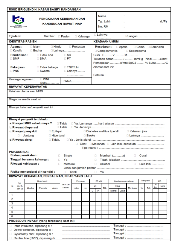 Formulir Pengkajian Medis