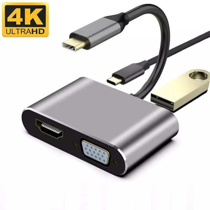 Softy premium quality Type-C 4in1 HUB ( vga hdmi, usb, type-c )