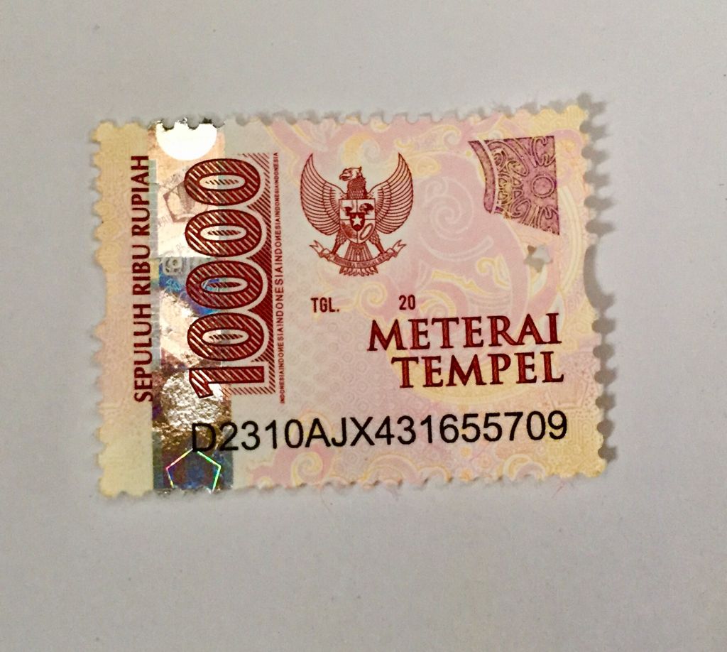 Meterai Tempel Nominal Rp. 10.000