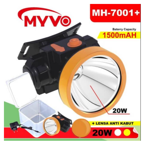 Myvo Senter Kepala LED Cahaya Putih 7001 + Terang dan Berkualitas