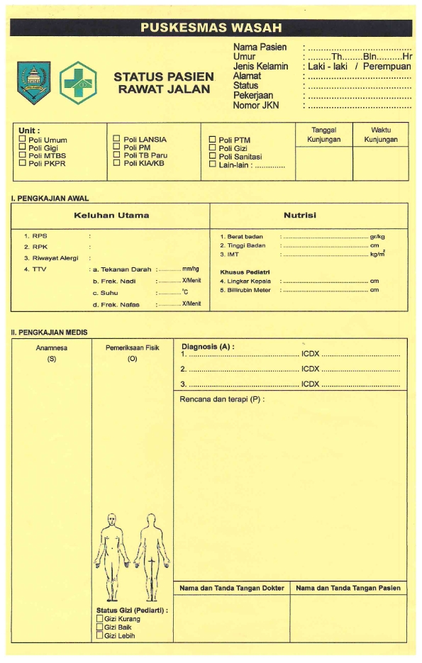 Status Pasien PUSKESMAS WASAH F4 Warna
