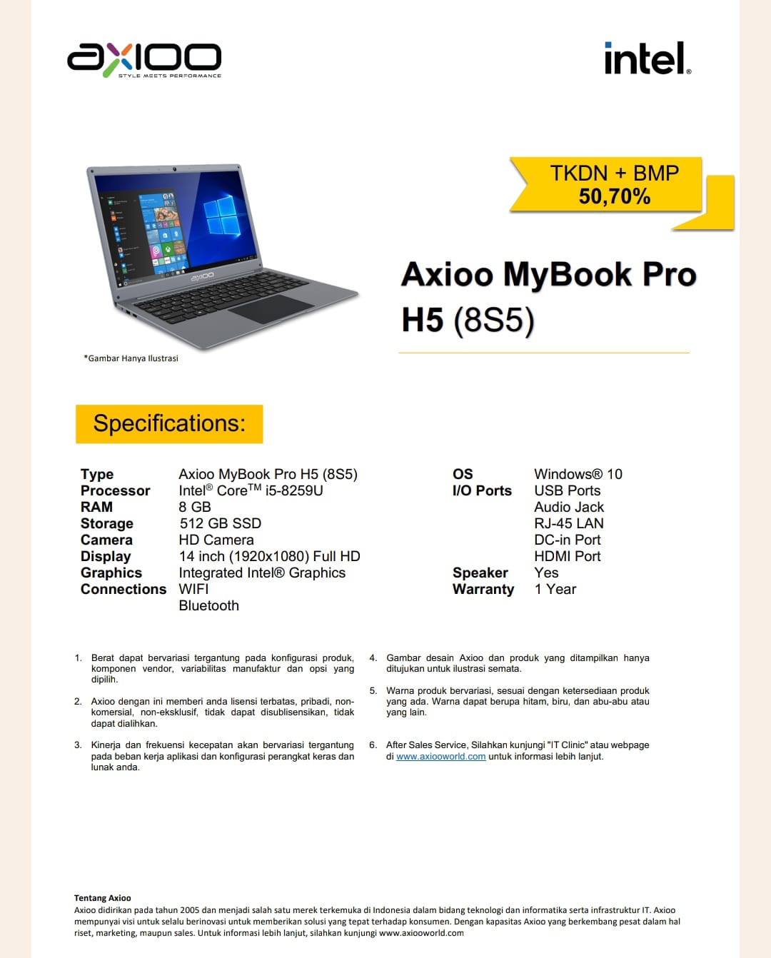 Laptop Axioo MyBook Pro H5 (8S5)