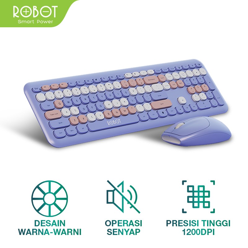 ROBOT Premium Set Wireless Mouse & Keyboard Combo KM3300 Silent Click