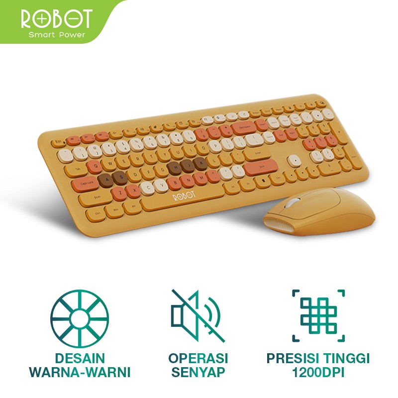 ROBOT Premium Set Wireless Mouse & Keyboard Combo KM3300 Silent Click