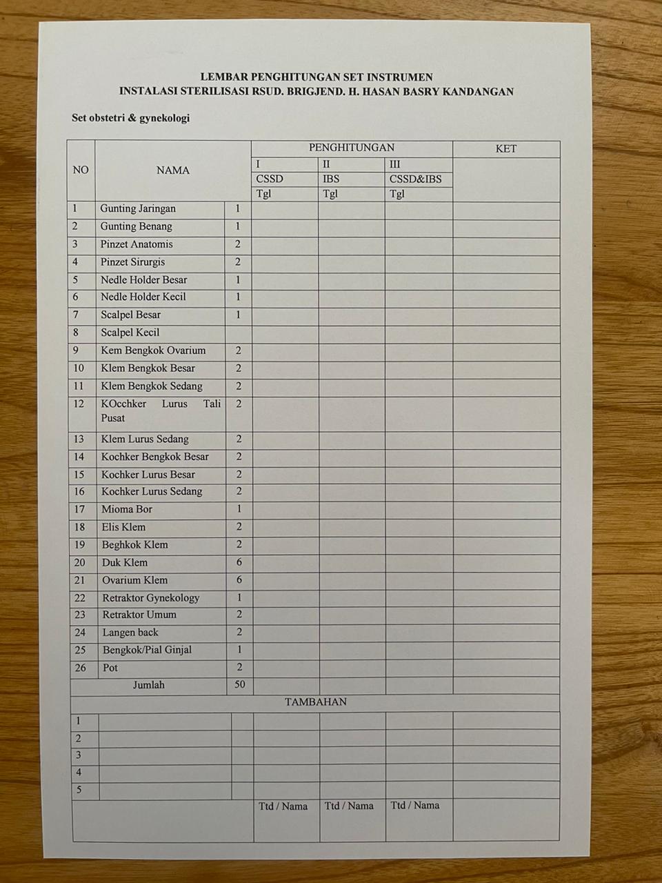 FORM SET INSTRUMEN