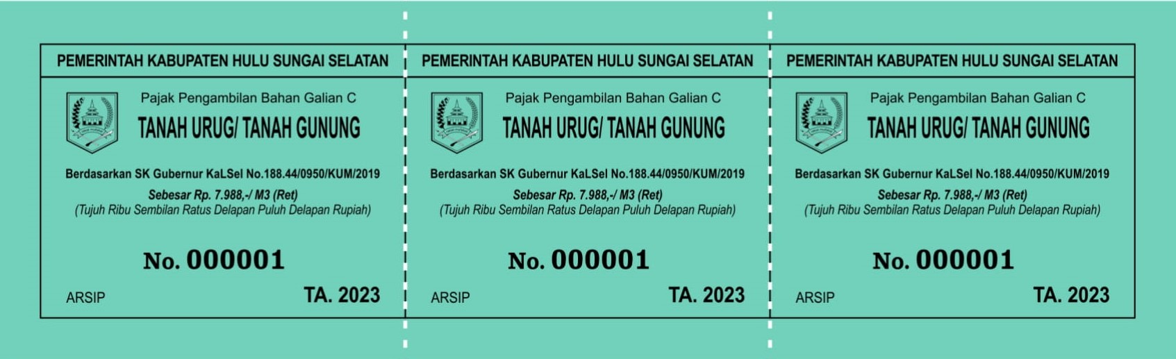 Karcis Pajak Tanah Biasa/Urug