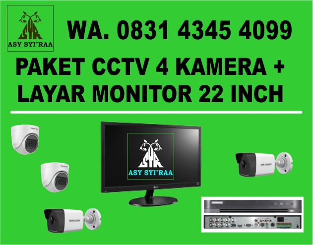 PAKET CCTV 4 KAMERA + LAYAR 24 INCH