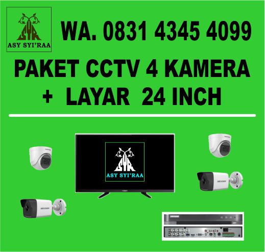 PAKET CCTV 4 KAMERA + LAYAR 24 INCH