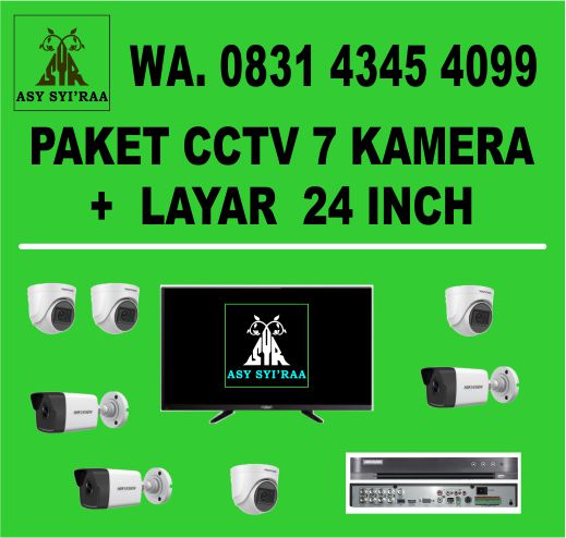 PAKET CCTV 7 KAMERA + LAYAR 24 INCH