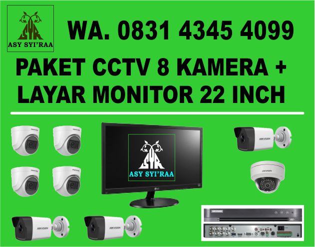 PAKET CCTV 7 KAMERA + LAYAR 24 INCH