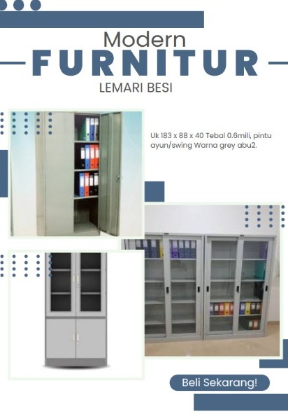 LEMARI BESI "MODERN FURNITUR" (UNTUK KANTOR, PERPUSTAKAAN, HOTEL, RUMAH TANGGA)