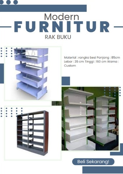 RAK BESI/ RAK BUKU COSTUM "MODERN FURNITUR" (UNTUK KANTOR, PERPUSTAKAAN, HOTEL, RUMAH TANGGA)