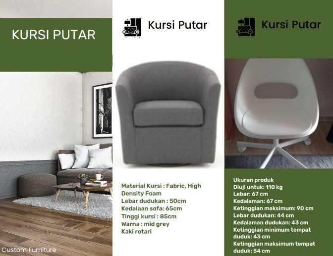 KURSI PUTAR PLASTIK COSTUM "MODERN FURNITUR" (UNTUK KANTOR, PERPUSTAKAAN, HOTEL, RUMAH TANGGA)