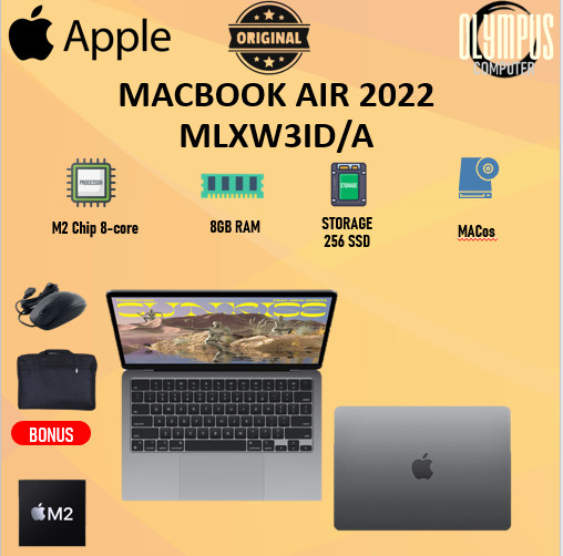 APPLE MACBOOK AIR 2022 MLXW3ID/A M2 CHIP 8-CORE GPU 8GB 256GB 13,6″