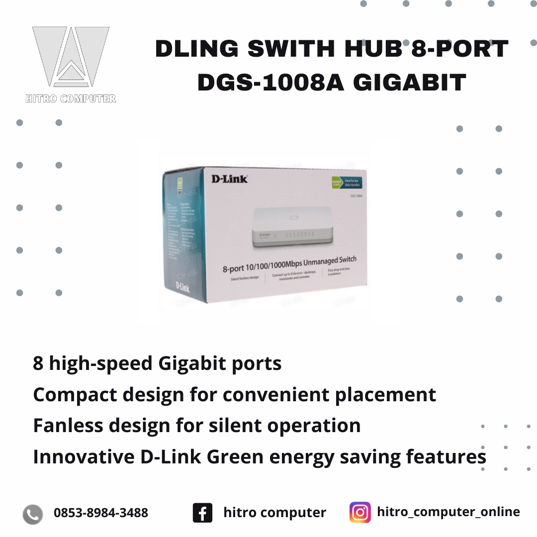 DLINK SWITH HUB 8-PORT DGS-1008A GIGABIT