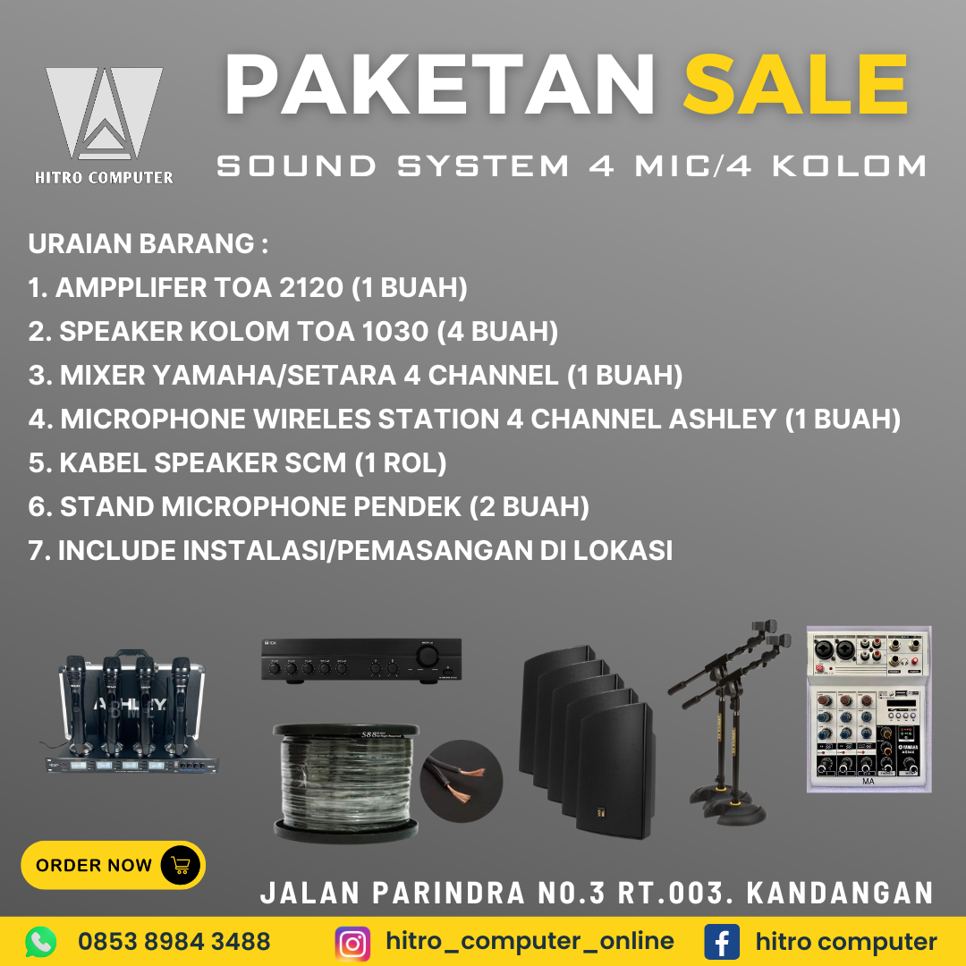 PAKET SOUND SYSTEM 4 MIC / 4 COLOM 