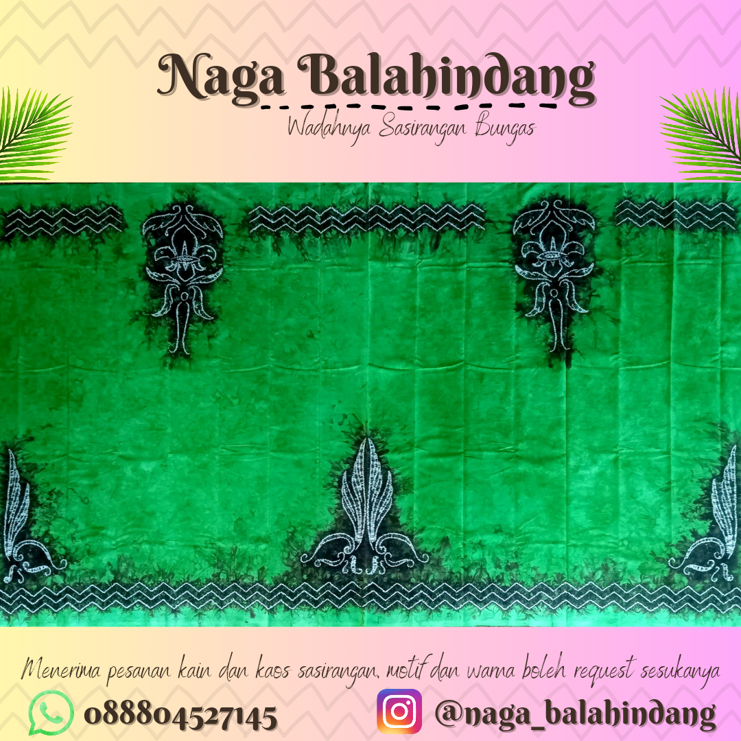 Kain Sasirangan Katun Satin 200 x 150 cm Tunas Kelapa dan WOSM