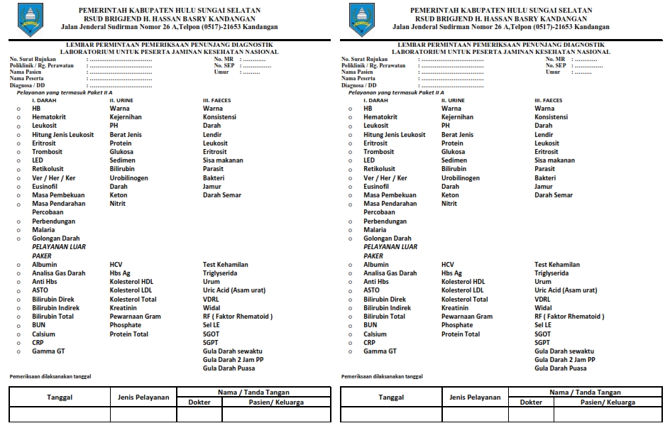 F4 Lembar Permintaan Pemeriksaan Laboratorium
