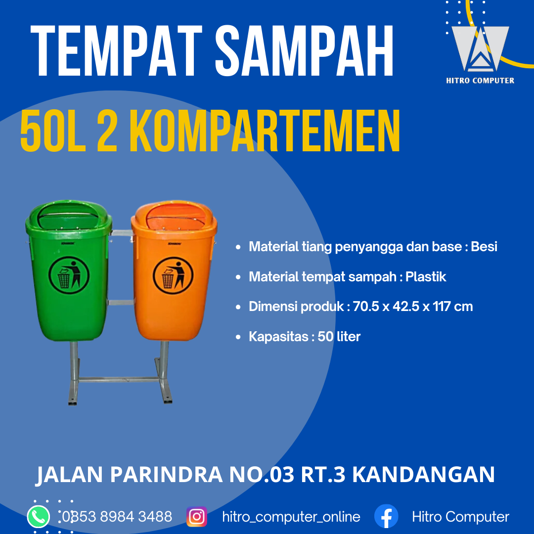 TEMPAT SAMPAH 50L 2 KOMPARTEMEN 