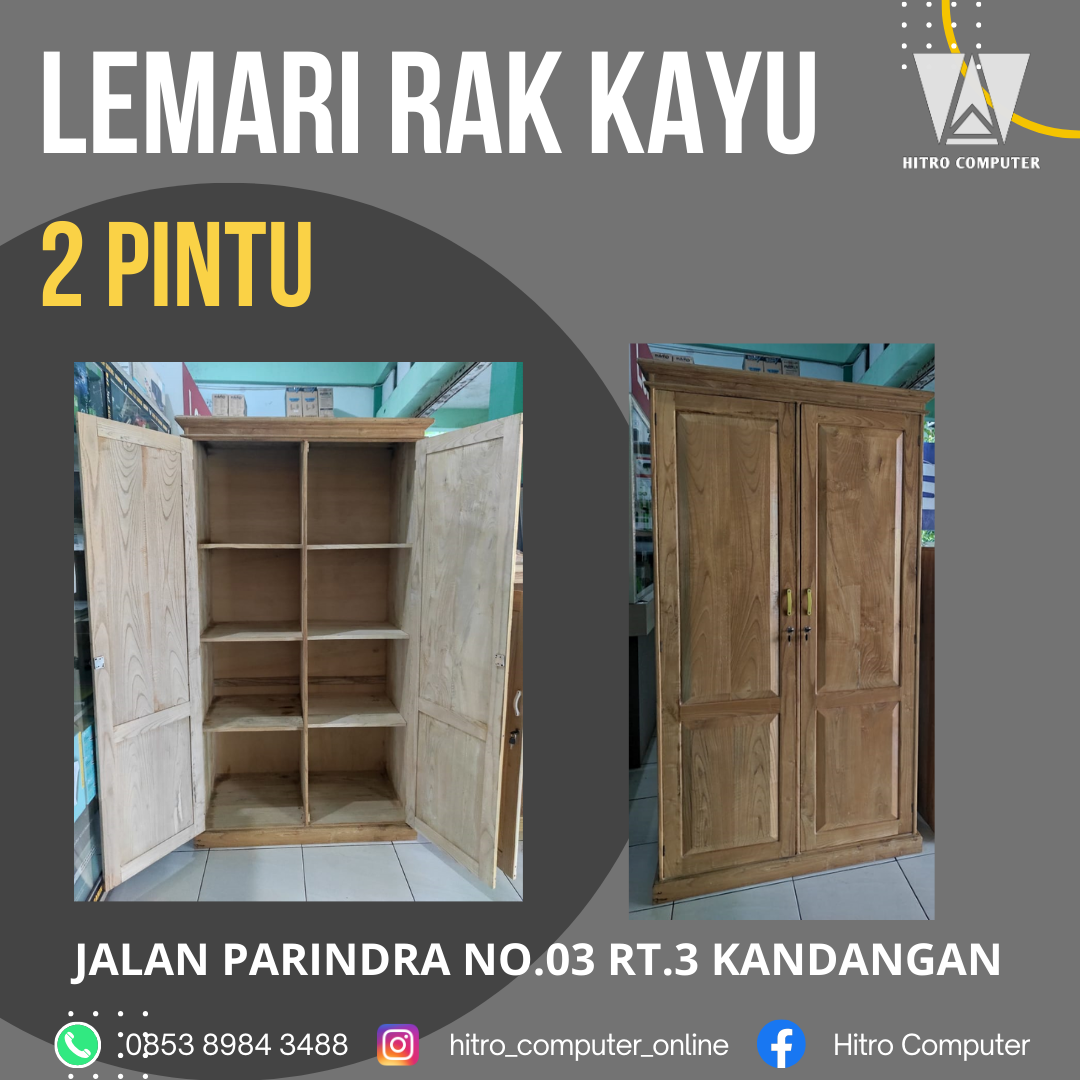 LEMARI RAK KAYU 2 PINTU