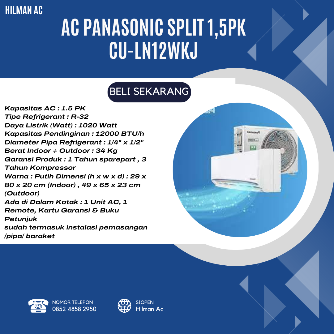 AC PANASONIC 1,5PK CU-LN12WKJ