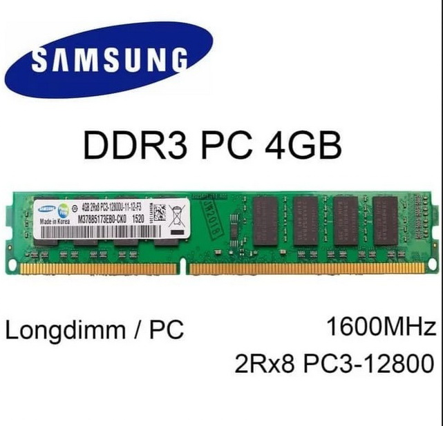 RAM SAMSUNG LONGDIMM DDR3 4GB PC 12800