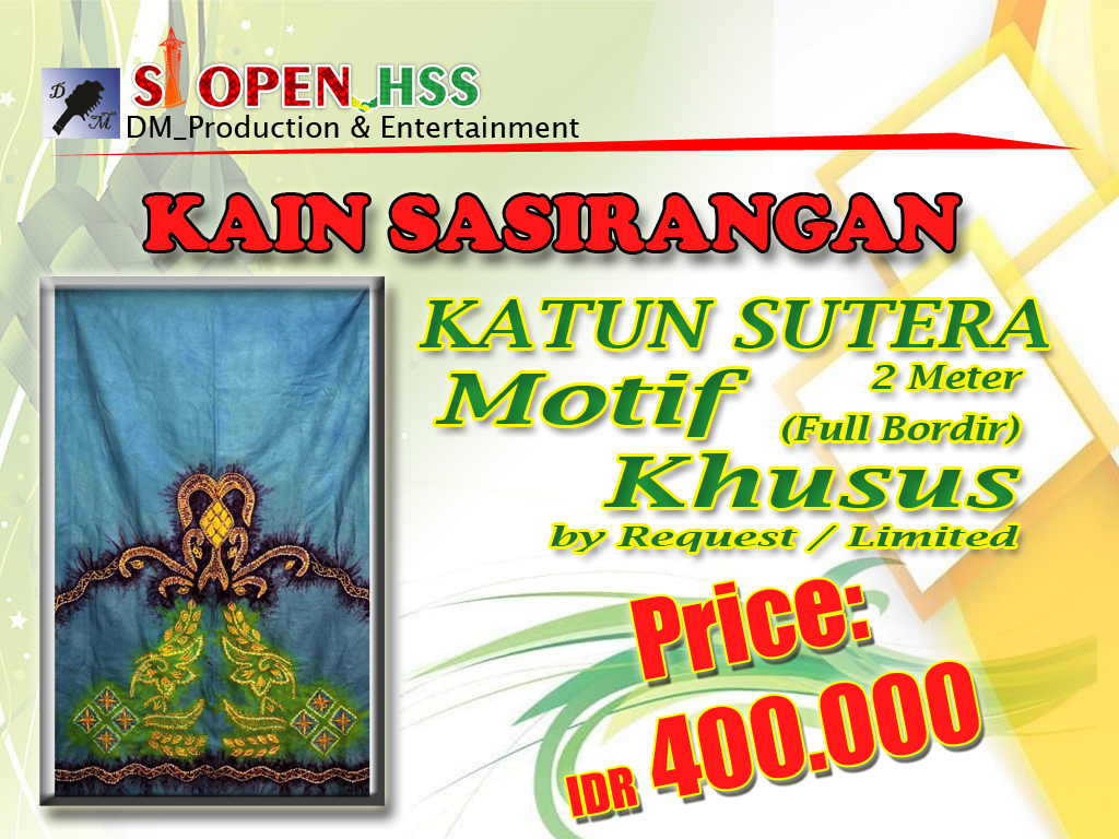 KAIN SASIRANGAN KATUN SUTERA MOTIF KHUSUS FULL BORDIR