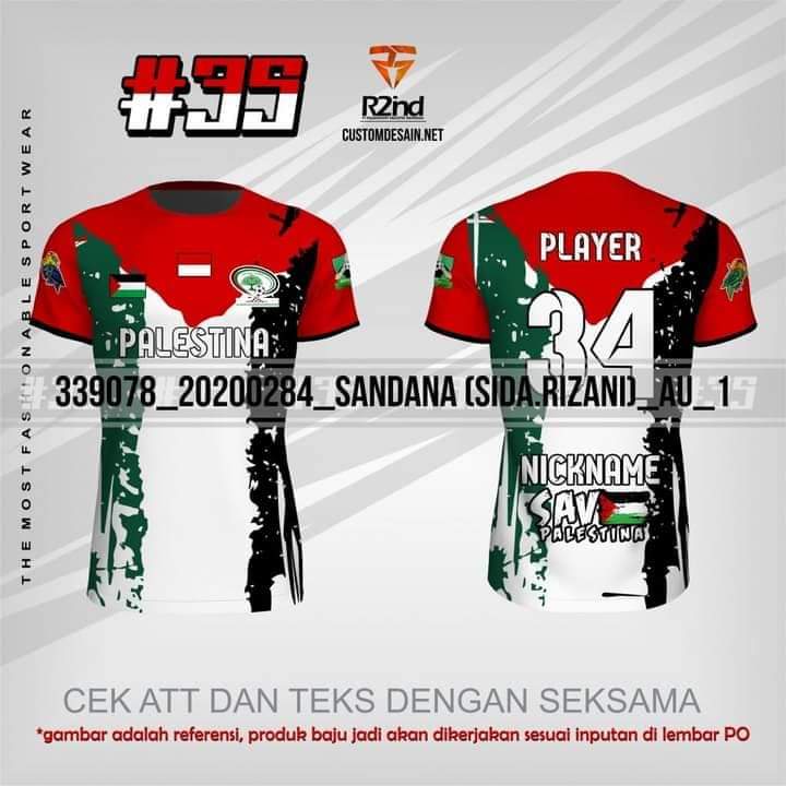 Jersey Bertemakan Bendera Palestina 