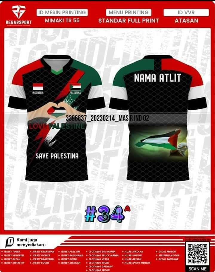 Jersey Bertemakan Bendera Palestina 