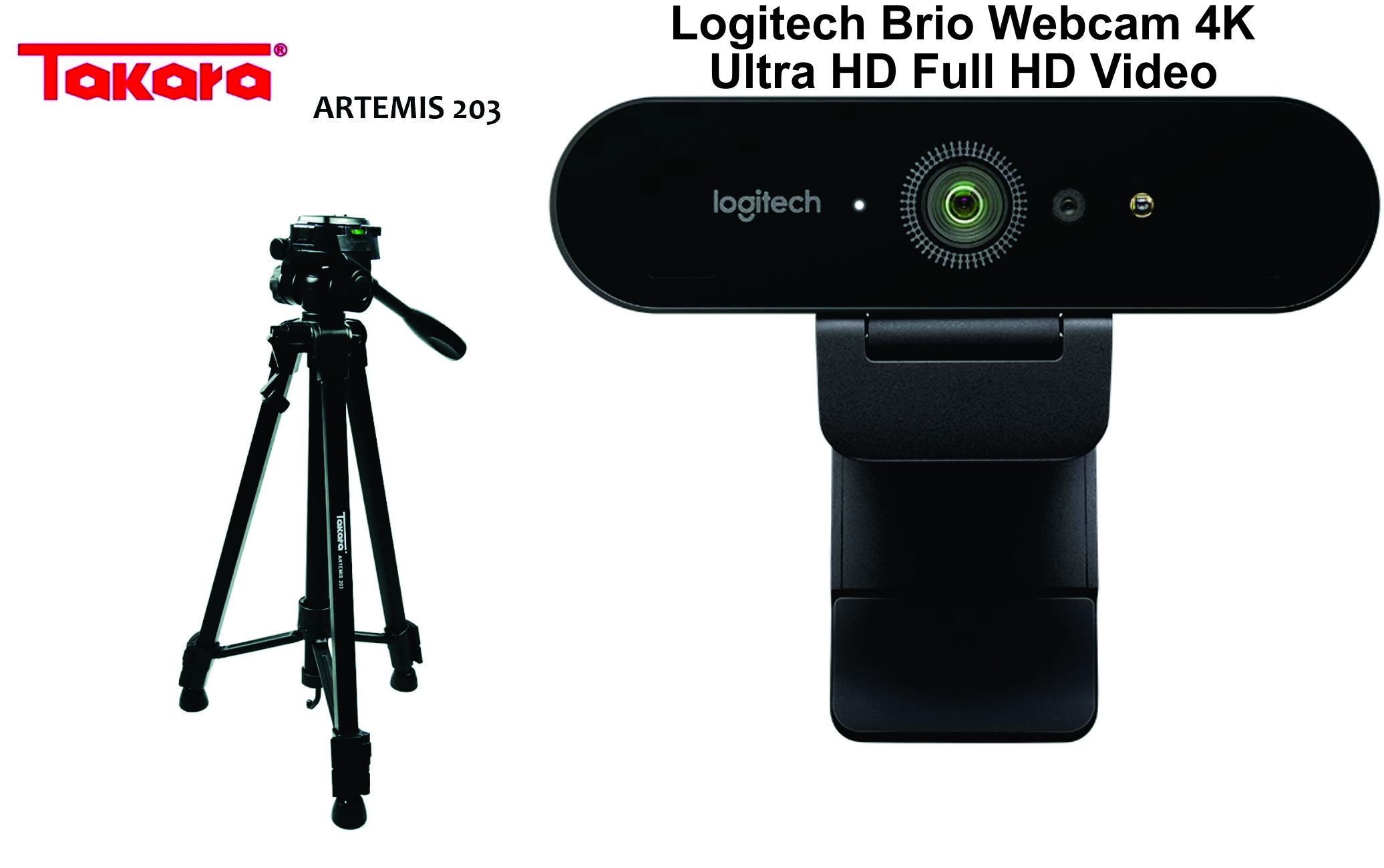 Logitech Brio Webcam 4K Ultra HD Full HD + Tripod Takara Artemis 203