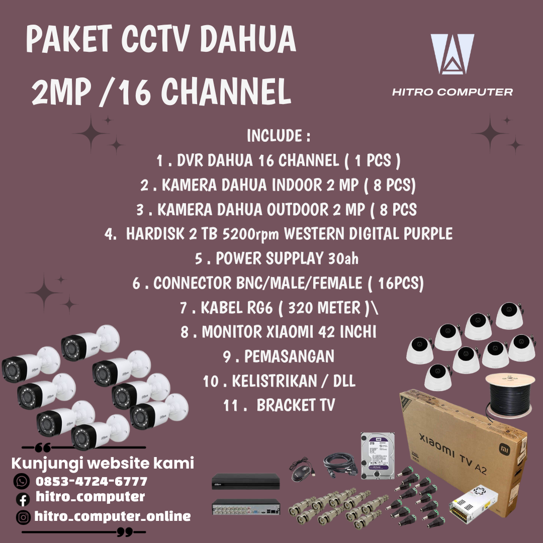 PAKET CCTV DAHUA 2 MP - 16 Channel