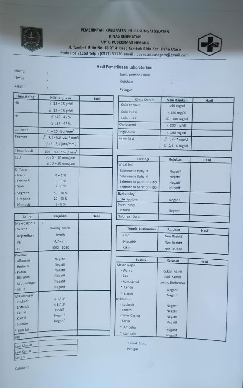 cetak hasil pemeriksaan Lab