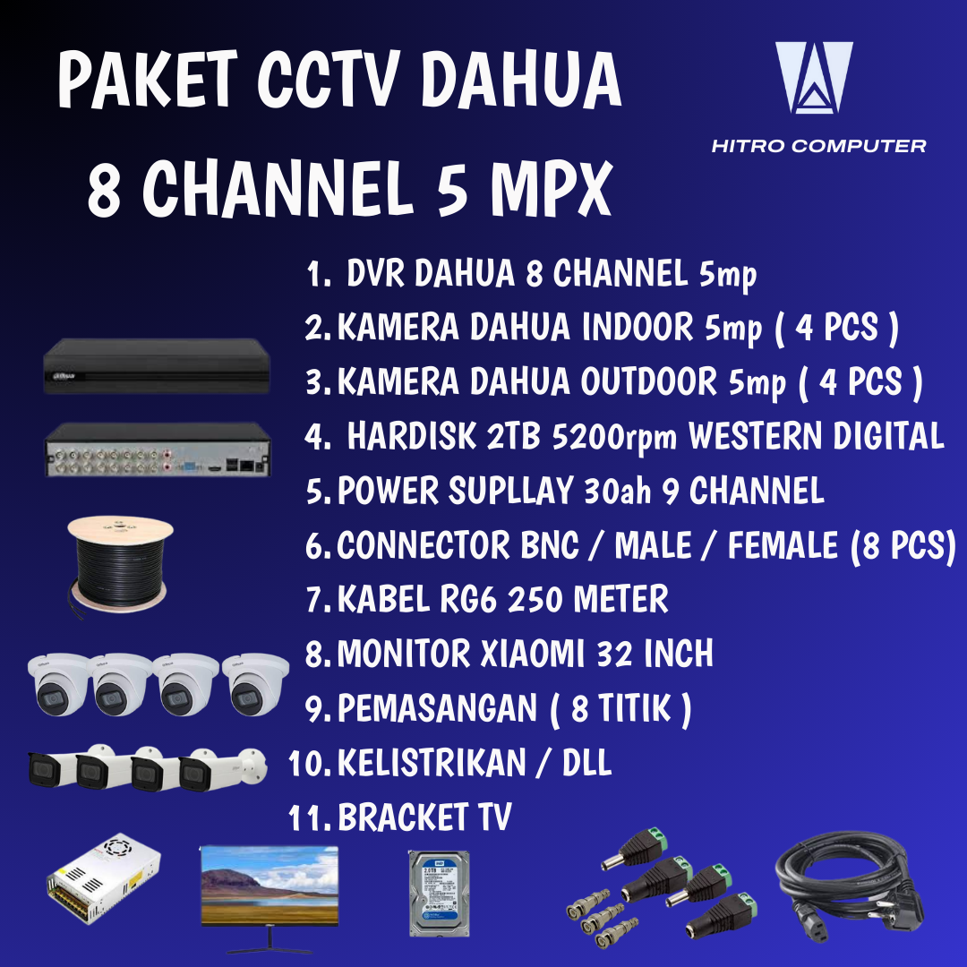 PAKET CCTV DAHUA 5 MP - 8 Channel