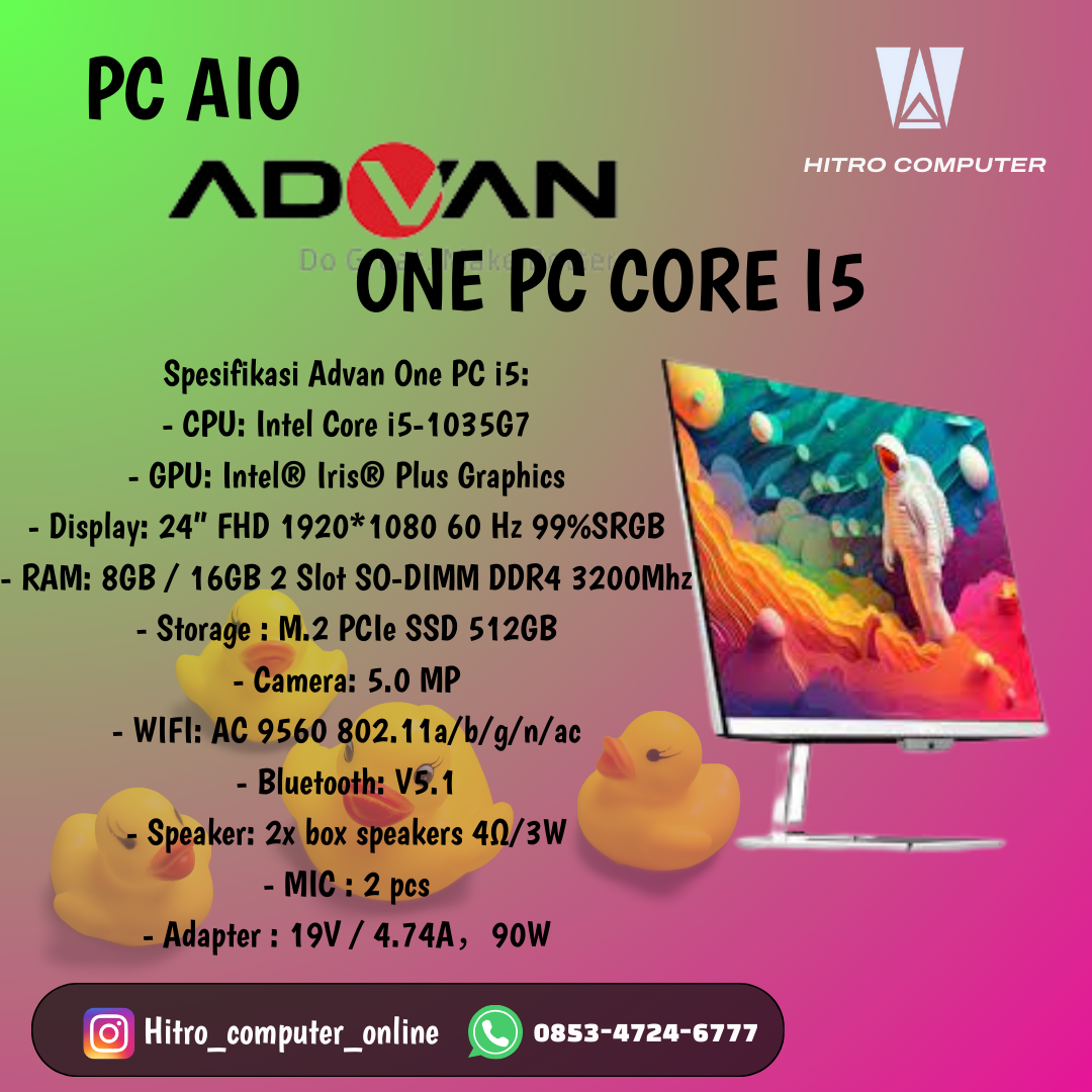 PC AIO ADVAN ONE PC CORE I5