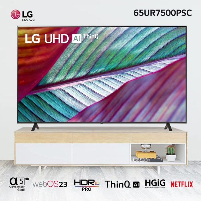 Tv LG 65" UHD 65UR7500 + bracket + pemasangan instalasi 