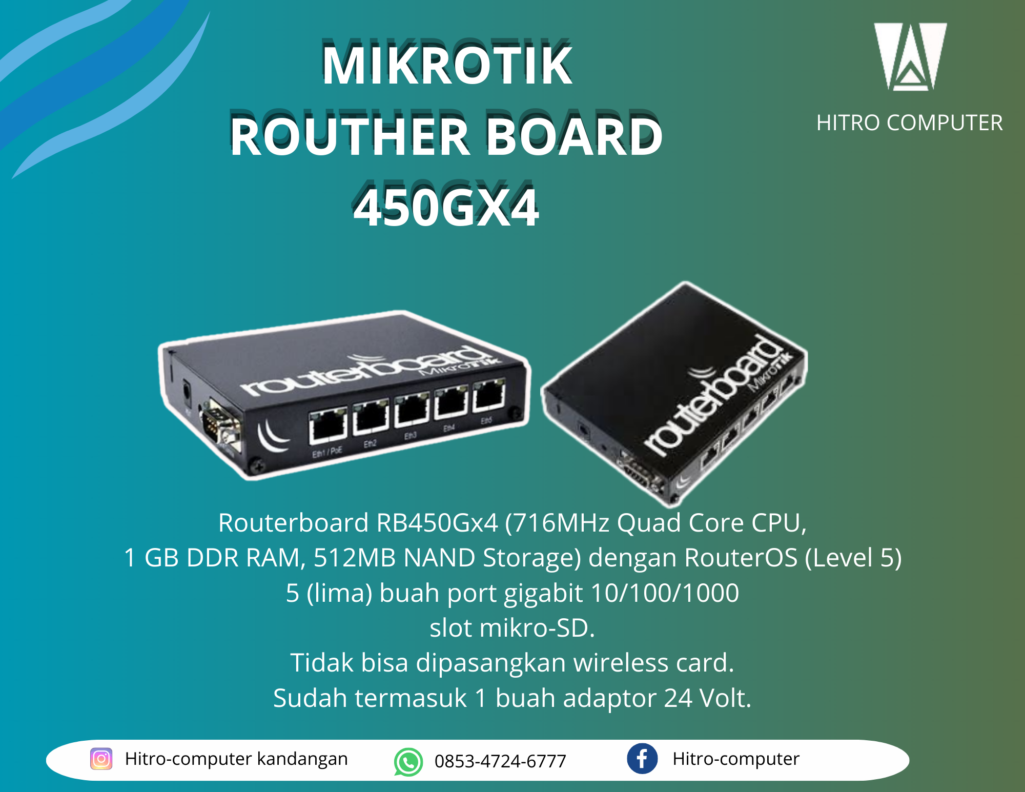 MIKROTIK  ROUTHER BOARD  450GX4