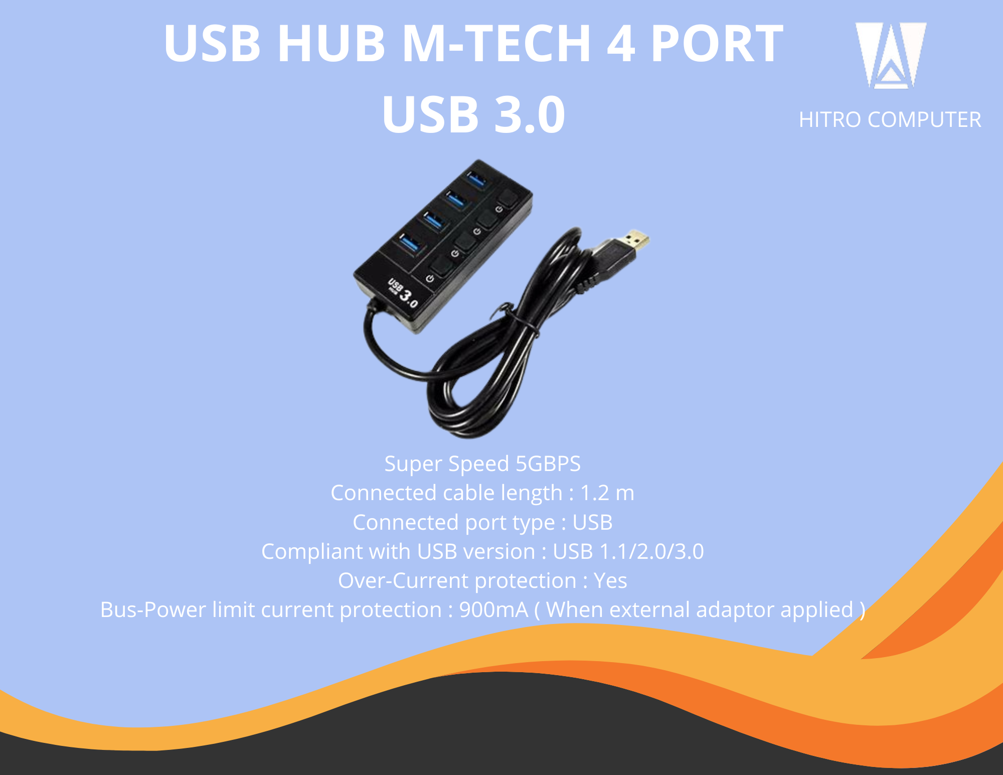 USB HUB M-TECH 4 PORT USB 3.0
