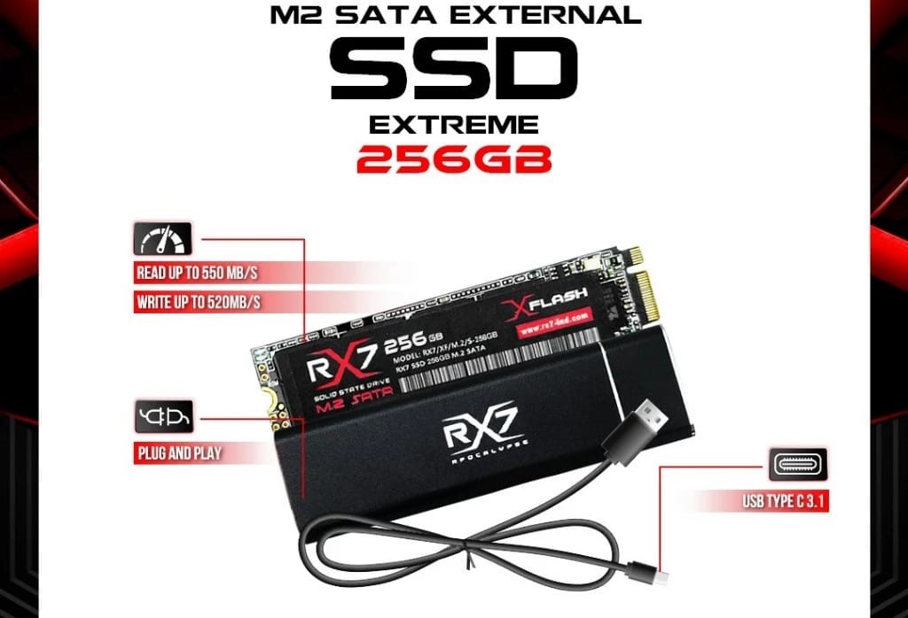 SSD M2 SATA EXTERNAL 256 GB RX7 PORTABLE