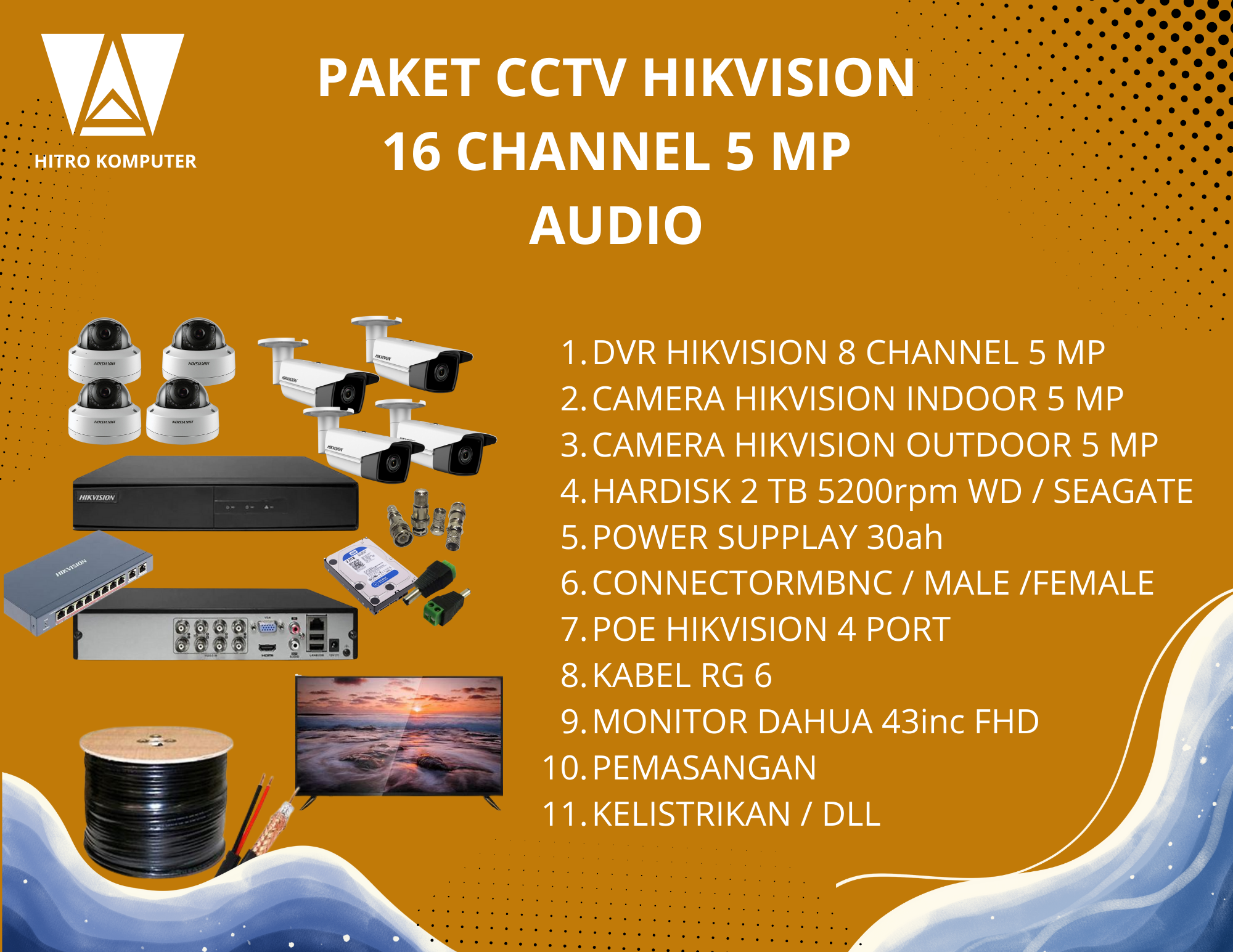 PAKET CCTV HIKVISION 16 CH 5 MP AUDIO