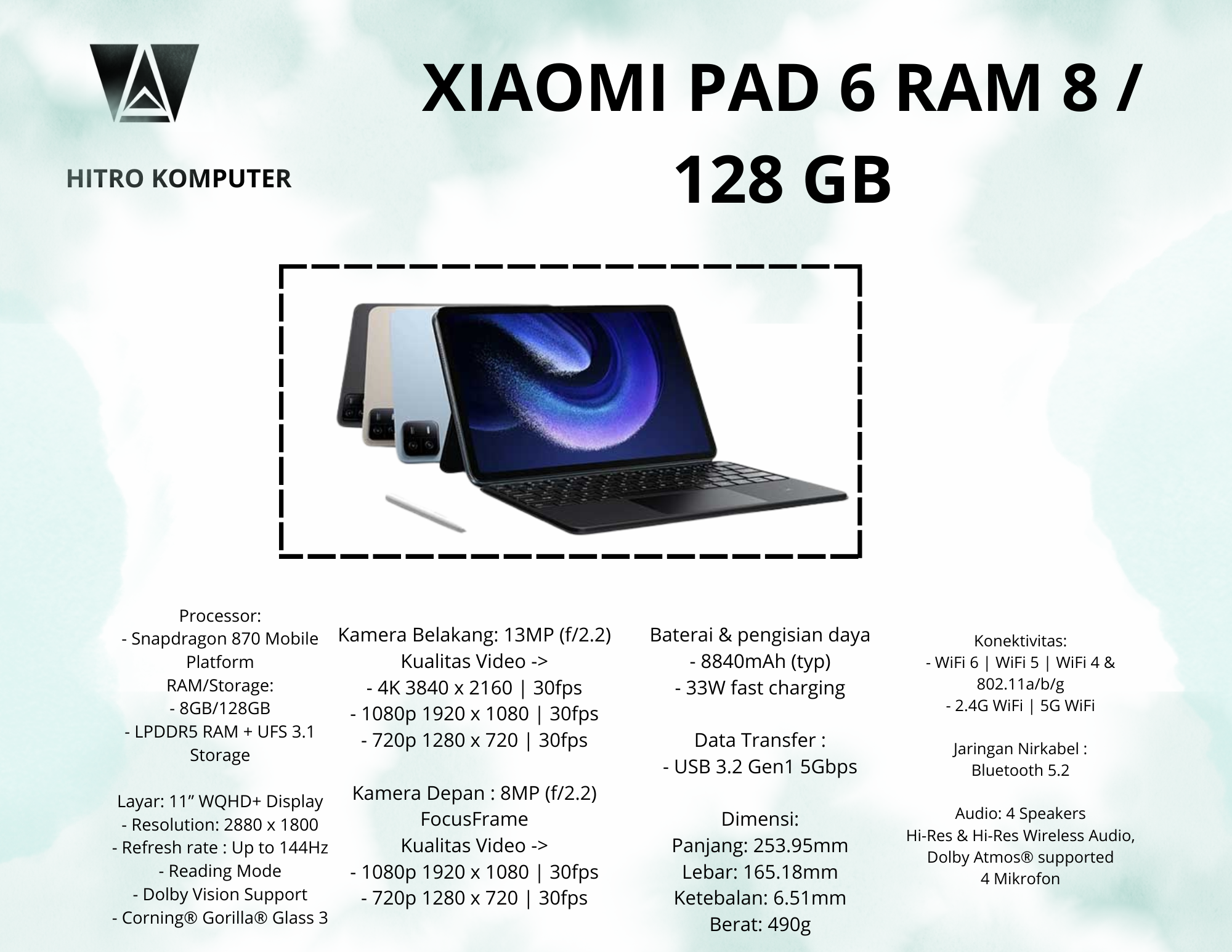 XIAOMI PAD 6 RAM 8 / 128 GB