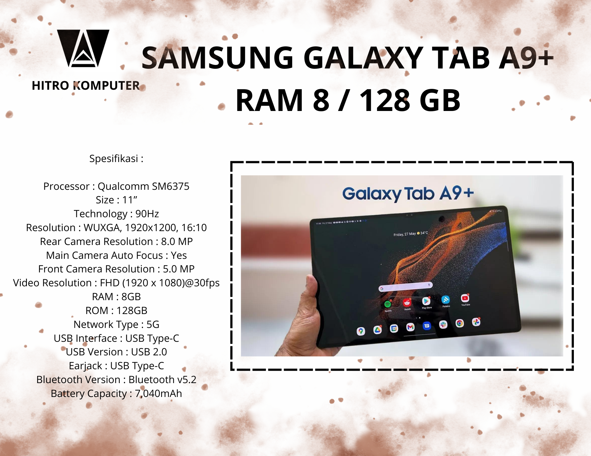 SAMSUNG GALAXY TAB A9+ RAM 8 / 128 GB  
