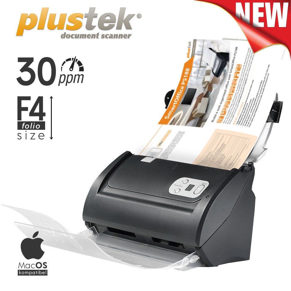 Plustek Scanner SmartOffice PS188 - 30 Lembar/menit (Folio/F4)